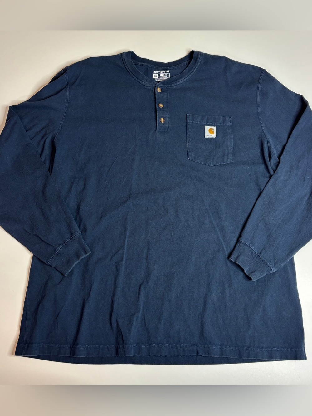 Carhartt Workwear Utility Streetwear Oversized Blue Henley Pocket Tee 2XL